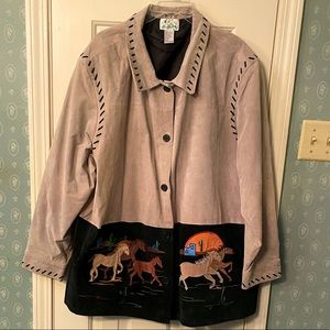 Vintage Plus size Quacker Factory Suede Leather Western Jacket- final price